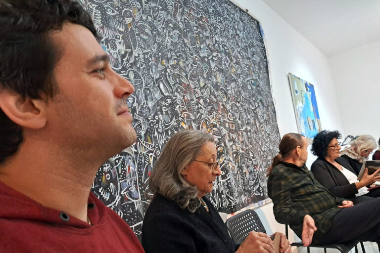 At tne gallerhy closing, work by Karim Abu Shakra